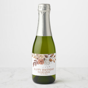 Étiquettes Pour Bouteilles De Vin Mousseux Fête d'anniversaire florale aquarelle d'automne