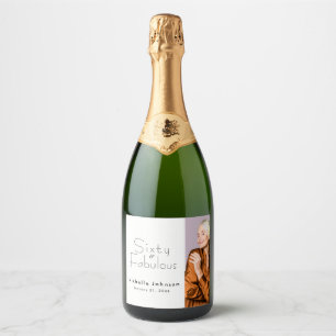 Étiquettes Pour Bouteilles De Vin Mousseux Fête d'anniversaire minimaliste 60 ans & Incroyabl