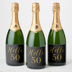 Étiquettes Pour Bouteilles De Vin Mousseux Fête d'anniversaire noir or 50 ans