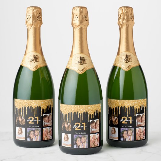 Étiquettes Pour Bouteilles De Vin Mousseux fête d'anniversaire parties scintillant photo pers (Bouteilles)
