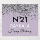 Étiquettes Pour Bouteilles De Vin Mousseux Fête d'anniversaire violette sous la douche Glam & (Étiquettes simples)