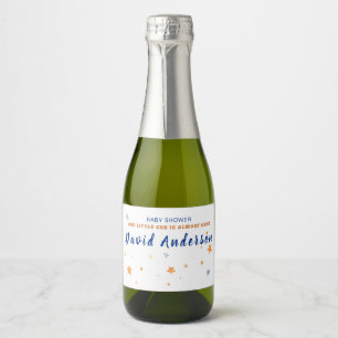 Étiquettes Pour Bouteilles De Vin Mousseux Fête de bébé garçon minimaliste aquarelle