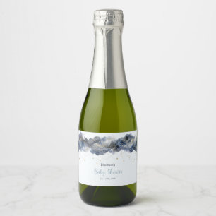 Étiquettes Pour Bouteilles De Vin Mousseux Fête de Bébé sur le thème des Nuages Aquarelle de