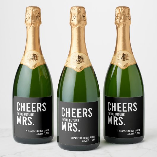 Étiquettes Pour Bouteilles De Vin Mousseux Fête de Mariage Simple Typographie (Bouteilles)