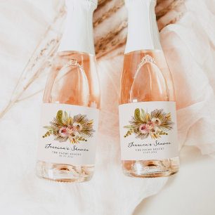 Étiquettes Pour Bouteilles De Vin Mousseux Fête de mariage tropical floral vintage