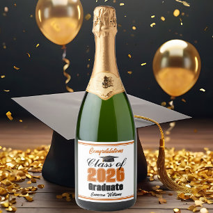 Étiquettes Pour Bouteilles De Vin Mousseux Fête de remise des diplômes de la promotion orange