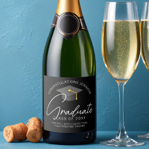 Étiquettes Pour Bouteilles De Vin Mousseux Fête de remise des diplômes sur mesure élégante en
