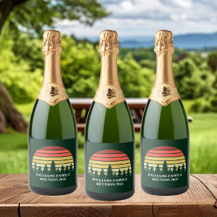 Étiquettes Pour Bouteilles De Vin Mousseux Fête de réunion de la famille Sunset de la forêt p