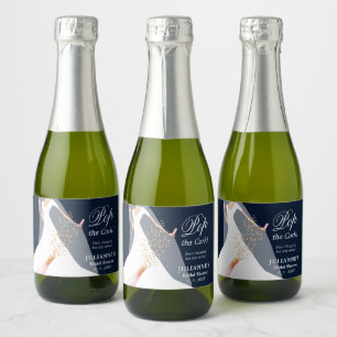 Étiquettes Pour Bouteilles De Vin Mousseux Fête des mariées bleue de la Marine Pop le Cork Mi