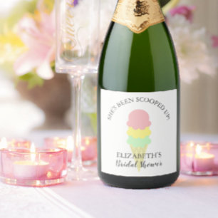 Étiquettes Pour Bouteilles De Vin Mousseux Fête des mariées de crème glacée récupérée