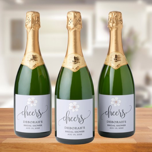 Étiquettes Pour Bouteilles De Vin Mousseux Fête des mariées florale Lilac
