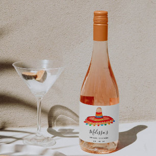 Étiquettes Pour Bouteilles De Vin Mousseux Fête des mariées Sombrero personnalisée