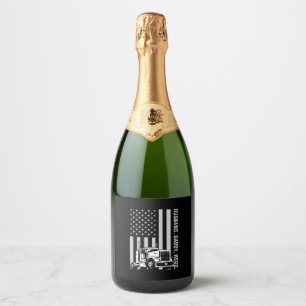 Étiquettes Pour Bouteilles De Vin Mousseux Fête des pères   Drapeau américain papa de camion