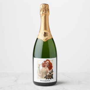 Étiquettes Pour Bouteilles De Vin Mousseux Fête Glam Luxe Diva Glamour en Or Personnaliser