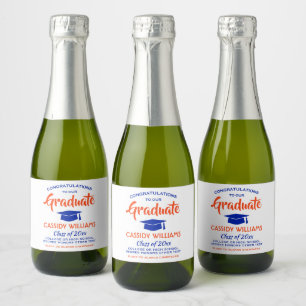 Étiquettes Pour Bouteilles De Vin Mousseux Fêtes de fin d'études Orange & Blue Mini Split