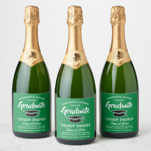 Étiquettes Pour Bouteilles De Vin Mousseux Fêtes de fin d'études supérieures Moderne Vert Bla