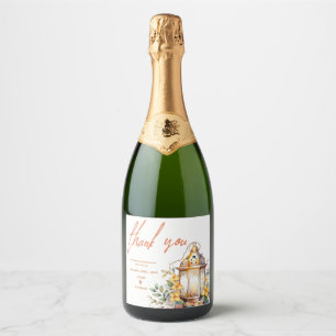Étiquettes Pour Bouteilles De Vin Mousseux Feuilles d'automne Lanterne Mariage de automne Mer