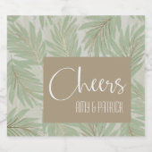 Étiquettes Pour Bouteilles De Vin Mousseux Feuilles Tropical Vert et Or sur Sage (Étiquettes simples)