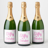 Étiquettes Pour Bouteilles De Vin Mousseux Fifty and Fabulous Modern Script Birthday Party (Bouteilles)