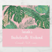 Étiquettes Pour Bouteilles De Vin Mousseux Fille Tropicale Pink Bachelorette Week-end (Étiquettes simples)