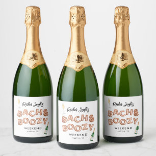 Étiquettes Pour Bouteilles De Vin Mousseux Fin de semaine Bach & Boozy Rose Gold Bachelorette
