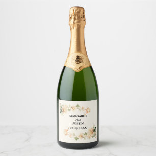 Étiquettes Pour Bouteilles De Vin Mousseux Fleur Lotus de Mariage Vintage