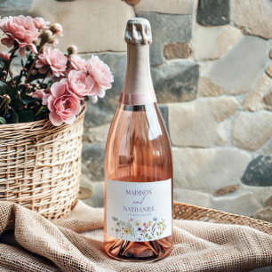 Étiquettes Pour Bouteilles De Vin Mousseux Fleur sauvage Fleur Fleur Flore Jardin Mariage