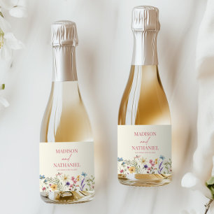 Étiquettes Pour Bouteilles De Vin Mousseux Fleur sauvage Fleur Fleur Flore Jardin Mariage