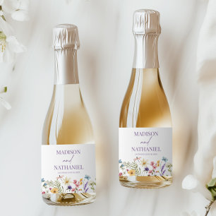 Étiquettes Pour Bouteilles De Vin Mousseux Fleur sauvage Fleur Fleur Flore Jardin Mariage