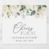 Étiquettes Pour Bouteilles De Vin Mousseux Fleurs blanches, fleurs crème, verdure, mariage (Étiquettes simples)