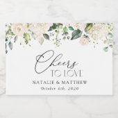 Étiquettes Pour Bouteilles De Vin Mousseux Fleurs blanches, Fleurs de crème, Verdure, Mariage (Étiquettes simples)