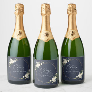 Étiquettes Pour Bouteilles De Vin Mousseux Fleurs blanches, Fleurs de crème, Verdure, Mariage