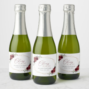 Étiquettes Pour Bouteilles De Vin Mousseux Fleurs Bourgognes, Fleurs rouges, Mariage Floral