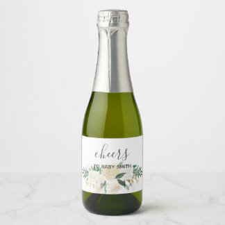 Étiquettes Pour Bouteilles De Vin Mousseux Fleurs de baby shower