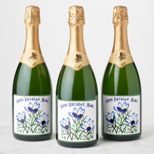 Étiquettes Pour Bouteilles De Vin Mousseux Fleurs de Crocus