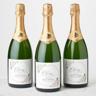 Étiquettes Pour Bouteilles De Vin Mousseux Fleurs roses, Fleurs blanches, Boho, Fête des mari