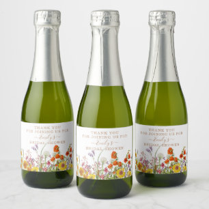 Étiquettes Pour Bouteilles De Vin Mousseux Fleurs sauvages colorées Fête des mariées de Merci