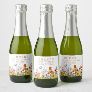 Étiquettes Pour Bouteilles De Vin Mousseux Fleurs sauvages colorées Pays Avenir Mme Floral