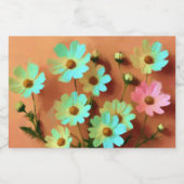 Étiquettes Pour Bouteilles De Vin Mousseux Fleurs Zinnia Elegans (Étiquettes simples)