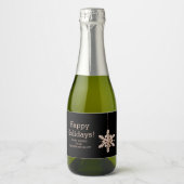 Étiquettes Pour Bouteilles De Vin Mousseux Flocon de neige moderne Salutations de saison d'en (Devant)