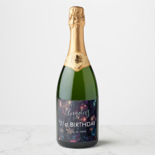 Étiquettes Pour Bouteilles De Vin Mousseux Floral Spray Imaginaire Art Anniversaire