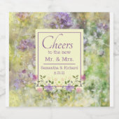 Étiquettes Pour Bouteilles De Vin Mousseux Floral violet élégant (Étiquettes simples)