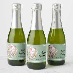 Étiquettes Pour Bouteilles De Vin Mousseux Flore de Protea rose tropicale sur Mint MINI