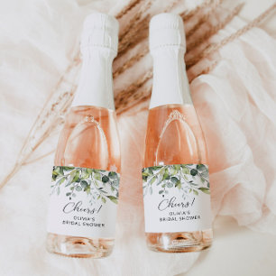 Étiquettes Pour Bouteilles De Vin Mousseux Foliage eucalyptus douche nuptiale Sparkling Wine