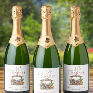 Étiquettes Pour Bouteilles De Vin Mousseux Frais Débarqués du Marché Fleurs de Aquarelle Ente