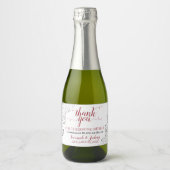 Étiquettes Pour Bouteilles De Vin Mousseux Frilly Argent Rouge & Blanc Mariage Mini Merci (Devant)