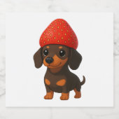 Étiquettes Pour Bouteilles De Vin Mousseux Funny dachshund with strawberries and hat fruity (Étiquettes simples)