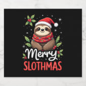 Étiquettes Pour Bouteilles De Vin Mousseux Funny Sloth Xmas Lights Merry Slothmas Sloth Chris (Étiquettes simples)