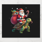 Étiquettes Pour Bouteilles De Vin Mousseux Funny Turtle Christmas Santa Riding Sea Turtle Xma (Étiquettes simples)