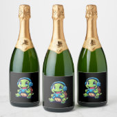 Étiquettes Pour Bouteilles De Vin Mousseux Funny Turtle Gamer Gaming Turtles Video Game (1) (Bouteilles)